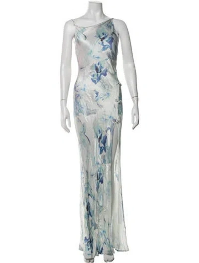 Pre-owned Sau Lee Floral Print Long Dress In Multicolor