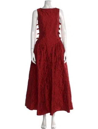 Pre-owned Sau Lee Floral Print Long Dress In Red