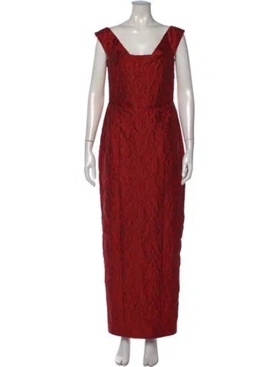 Pre-owned Sau Lee Floral Print Long Dress In Red