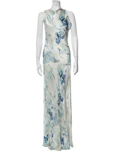 Pre-owned Sau Lee Floral Print Long Dress W/ Tags In Green