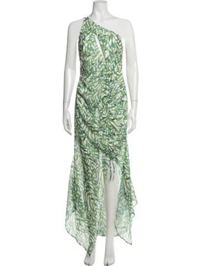 Pre-owned Sau Lee Floral Print Long Dress W/ Tags In Green
