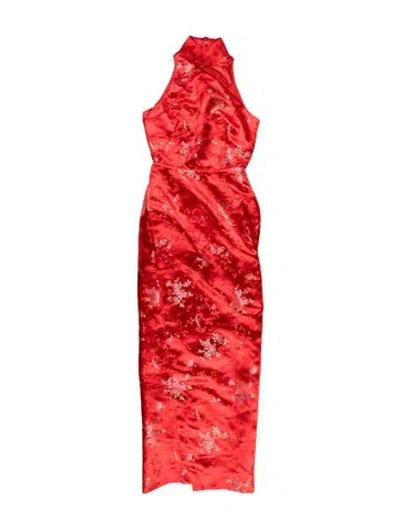 Pre-owned Sau Lee Floral Print Long Dress W/ Tags In Orange