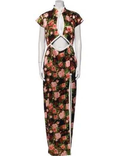 Pre-owned Sau Lee Floral Print Long Dress W/ Tags In Pink