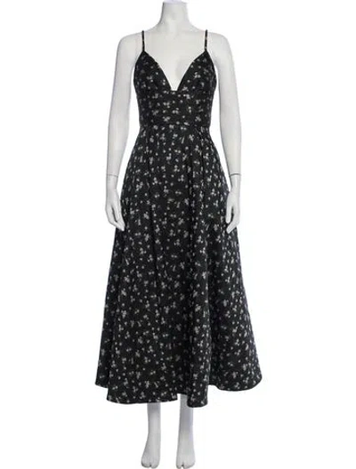 Pre-owned Sau Lee Floral Print Midi Length Dress In Blue