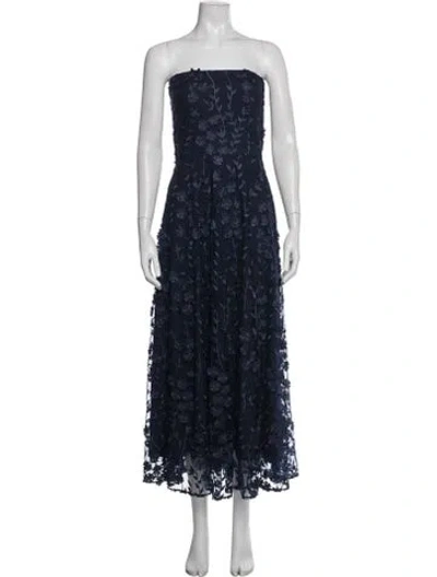 Pre-owned Sau Lee Floral Print Midi Length Dress W/ Tags In Blue