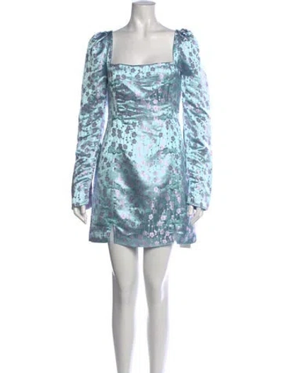 Pre-owned Sau Lee Floral Print Mini Dress In Blue