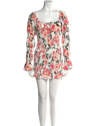 Pre-owned Sau Lee Floral Print Mini Dress In Neutral