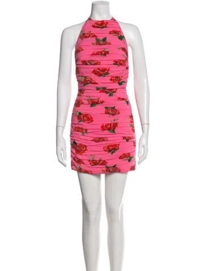 Pre-owned Sau Lee Floral Print Mini Dress In Pink
