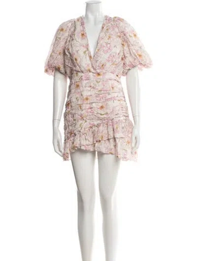 Pre-owned Sau Lee Floral Print Mini Dress In Pink