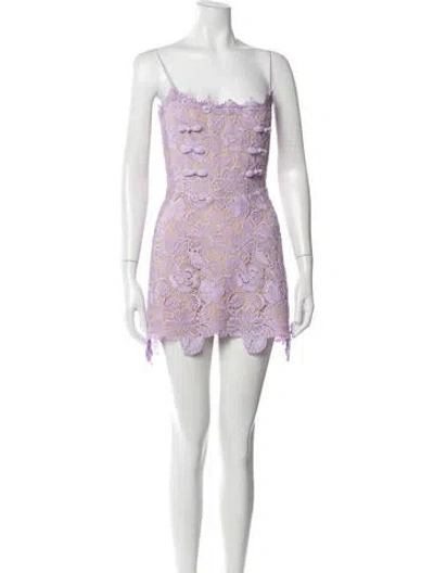 Pre-owned Sau Lee Floral Print Mini Dress In Purple