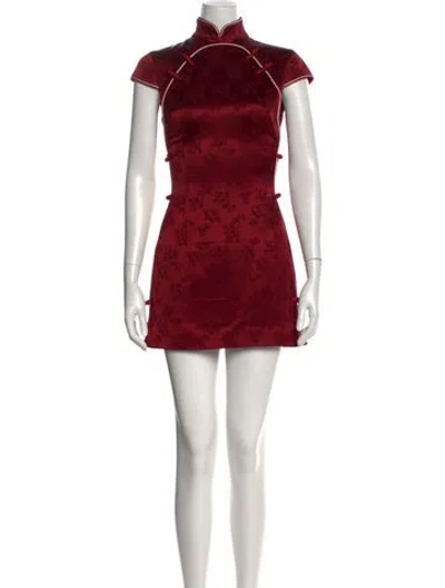 Pre-owned Sau Lee Floral Print Mini Dress In Red
