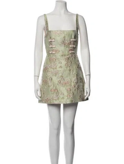 Pre-owned Sau Lee Floral Print Mini Dress W/ Tags In Green