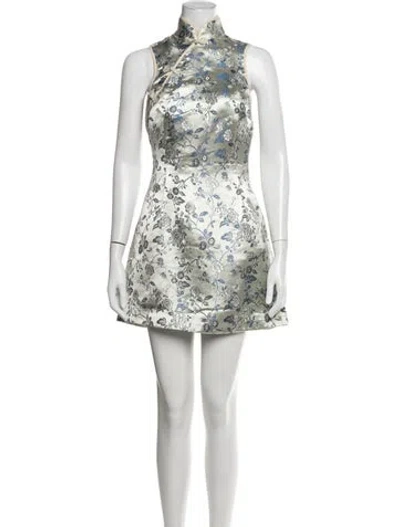 Pre-owned Sau Lee Floral Print Mini Dress W/ Tags In White