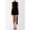 Sau Lee Floral Sequin Velvet Cocktail Dress In Black