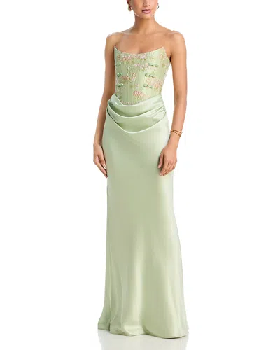 Sau Lee Frances Embroidered Corset Gown In Green