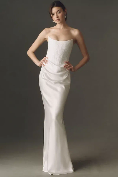 Sau Lee Frances Jacquard Maxi Dress In White