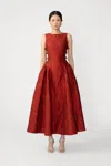 Sau Lee Francesca Jacquard Gown In Red