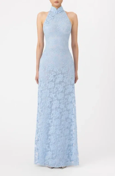 Sau Lee Gillian Lace Sleeveless Gown In Blue