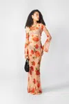 Sau Lee Gloria Sheer Dress In Peach Multi