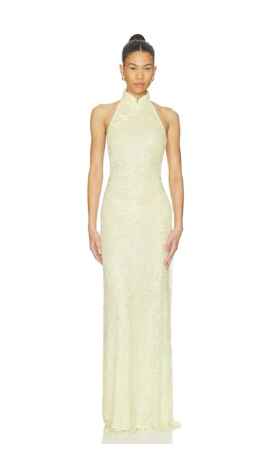 Sau Lee Grace Beaded Dress In Yellow