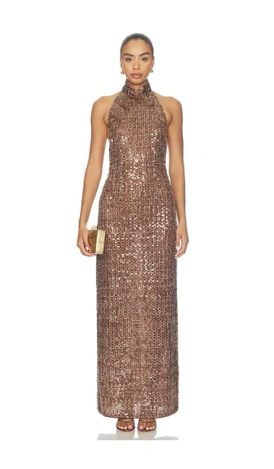 Sau Lee Gracie Sequin Dress In Brown