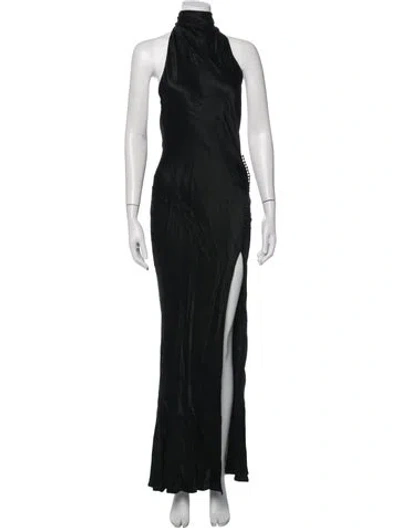 Pre-owned Sau Lee Halterneck Long Dress In Black
