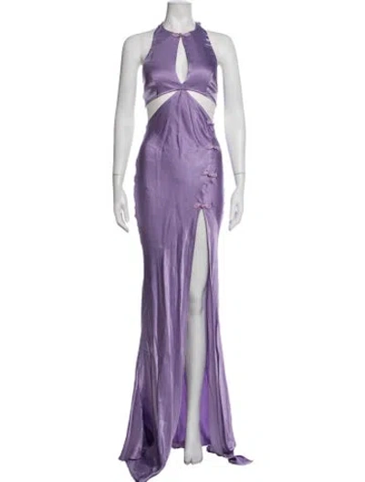Pre-owned Sau Lee Halterneck Long Dress In Purple