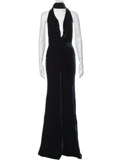 Pre-owned Sau Lee Halterneck Long Dress W/ Tags In Black