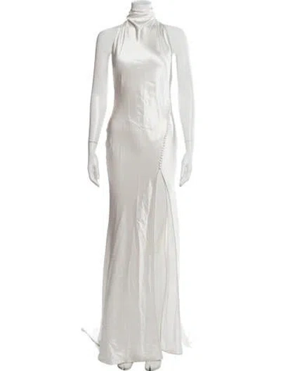 Pre-owned Sau Lee Halterneck Long Dress W/ Tags In Neutral
