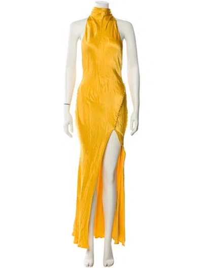 Pre-owned Sau Lee Halterneck Long Dress W/ Tags In Yellow