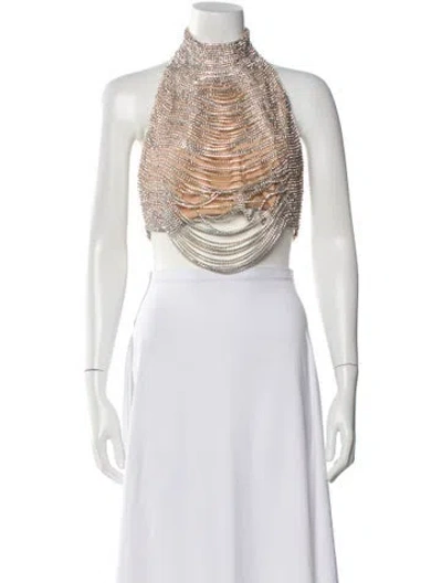 Pre-owned Sau Lee Halterneck Sleeveless Crop Top In Multi