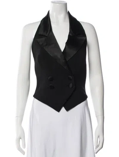 Pre-owned Sau Lee Halterneck Sleeveless Top In Black