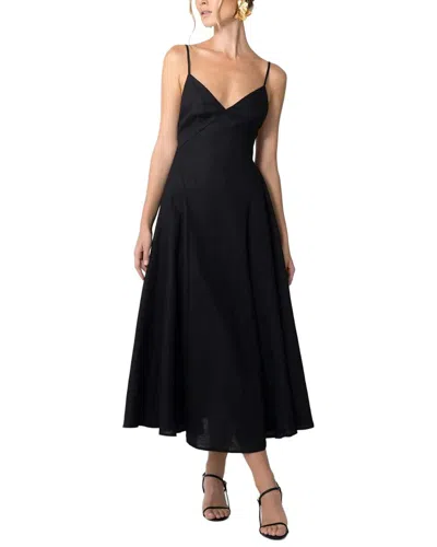 Sau Lee Hannah Linen Dress In Black