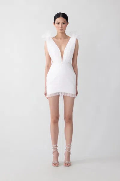 Sau Lee Harlie Tulle Mini Dress In Ivory