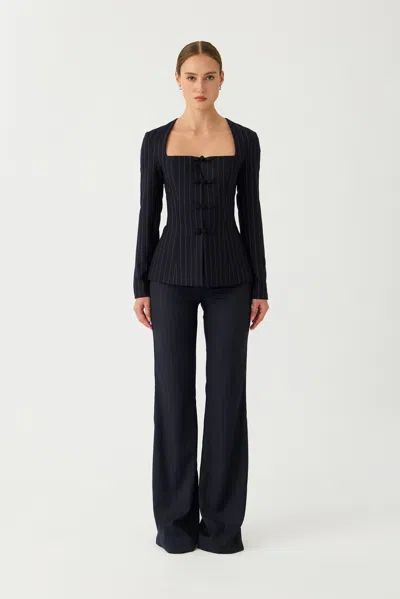Sau Lee Harris Wool Pant In Navy