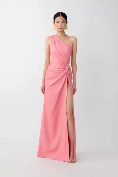 Sau Lee Helene Crepe Dress In Coral Pink