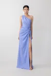 Sau Lee Helene One-shoulder Dress In Blue Lavender