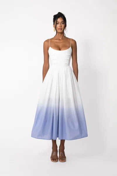 Sau Lee Henley Midi Dress In Blue