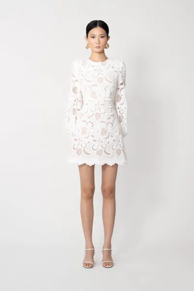 Sau Lee Hilda Embroidered Lace Dress In White