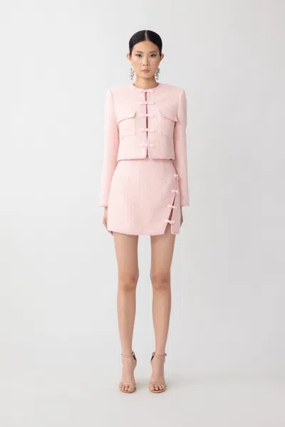 Sau Lee Ida Tweed Skirt In Pastel Pink