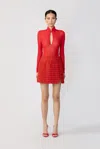 Sau Lee Ida Tweed Skirt In Red Multi