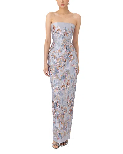 Sau Lee Ilsa Sequinned Embroidered Gown In Gray
