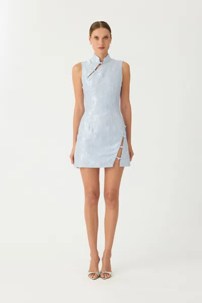 Sau Lee Ines Brocade Mini Dress In Blue