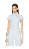 Sau Lee Iris Crepe Top In Pastel Blue