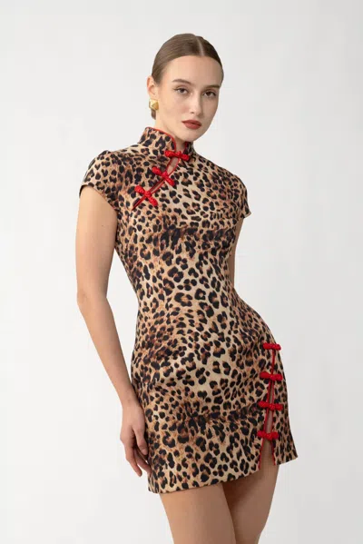 Sau Lee Iris Print Mini Dress In Animal Print