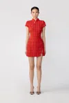 Sau Lee Iris Tweed Dress In Red Multi