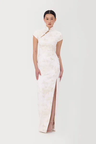 Sau Lee Isabella Embroidered Gown In White