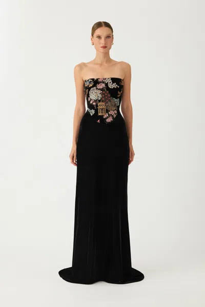 Sau Lee Isha Velvet Gown In Black
