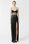 Sau Lee Isobel Satin Gown In Black