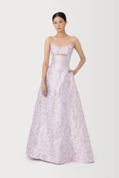 Sau Lee Jacinda Jacquard Gown In Purple